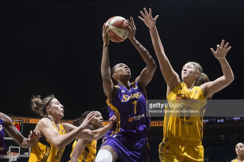 WNBA_2014_Sandrine GRUDA (Los Angeles) @Tulsa_Shane BEVEL_NBAE via Getty Images