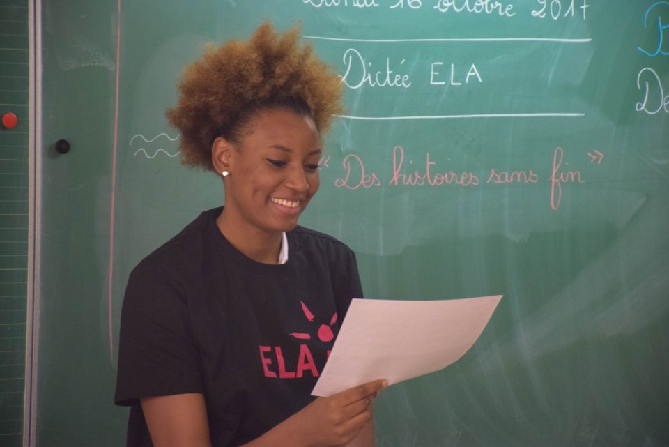 Diandra TCHATCHOUANG (Bourges) s’est prêtée au jeu de la dictée d’ELA